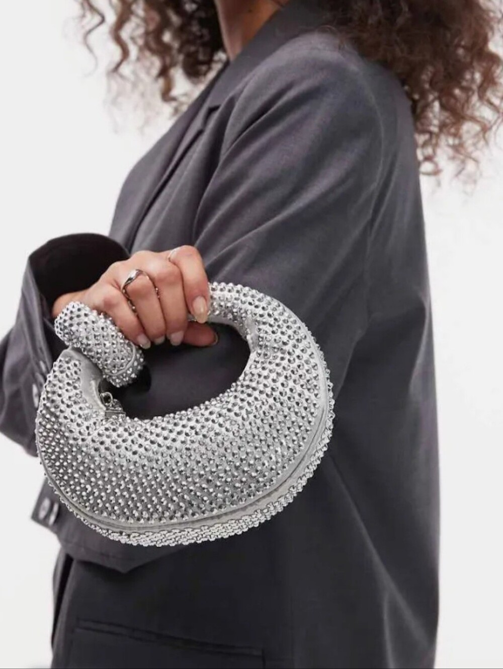 JW PEI Silver Studded Clutch Bag